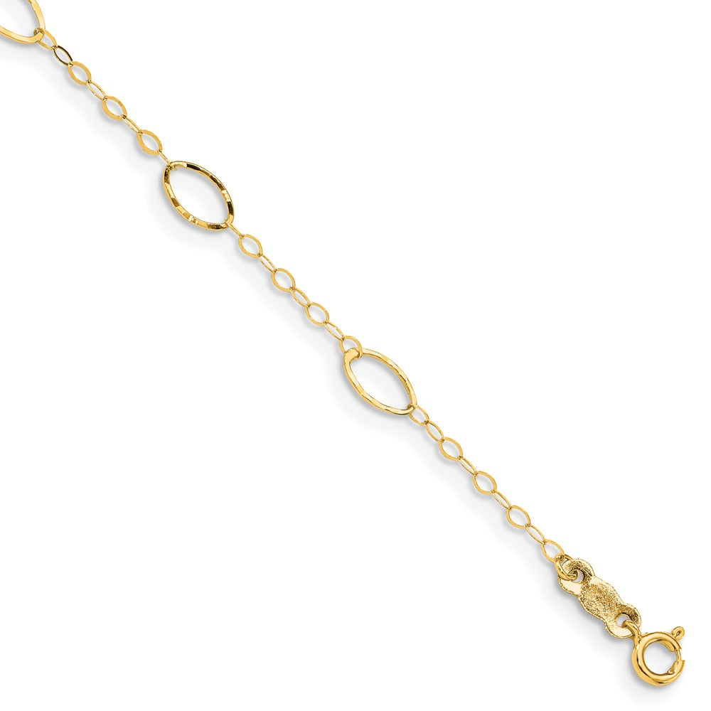 14k Oval Design Diamond-cut 6 inch Childrens Bracelet