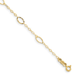 14k Oval Design Diamond-cut 6 inch Childrens Bracelet