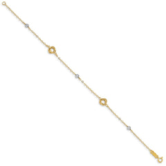 14k Two-tone Love Knots on Small Heart Link Bracelet