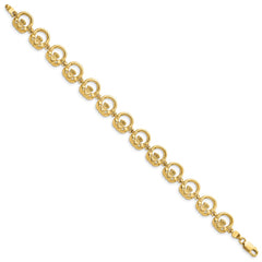 14K Claddagh Circle Link 7.25 inch Bracelet