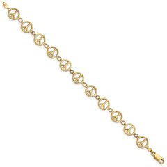 14k Polished Peace Sign 7.5 inch Bracelet