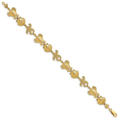 14K Polished Turtle, Shell and Starfish Bracelet