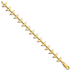 14k Polished Whale Tail 7 inch Bracelet