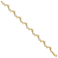14k Polished Dolphin Link 7.5 inch Bracelet