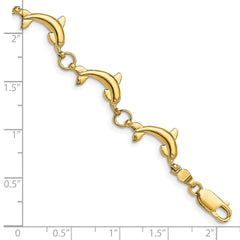14k Polished Dolphin Link 7.5 inch Bracelet