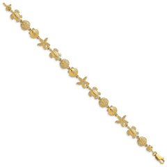14K Polished Turtle/Sand Dollar/Shell/Starfish Link 7 inch Bracelet