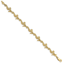 14k Textured 3-D Seahorse 7.5 inch Bracelet
