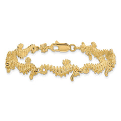 14k Textured 3-D Seahorse 7.5 inch Bracelet
