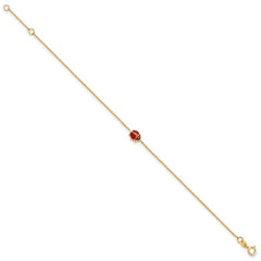 14k Polished Enameled Ladybug 6.5in w/.75in ext. Bracelet