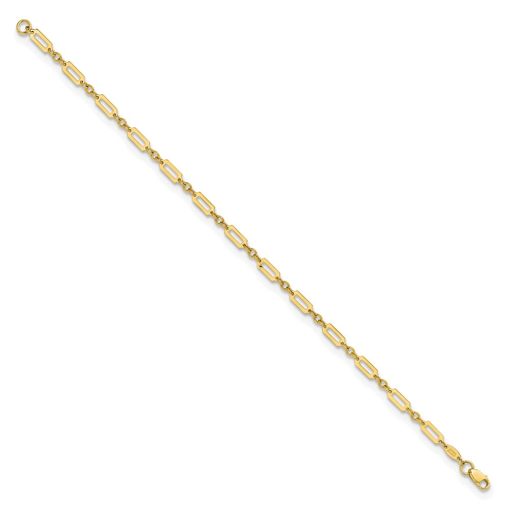 14K Polished Fancy Rectangle Link 7.5 inch Bracelet