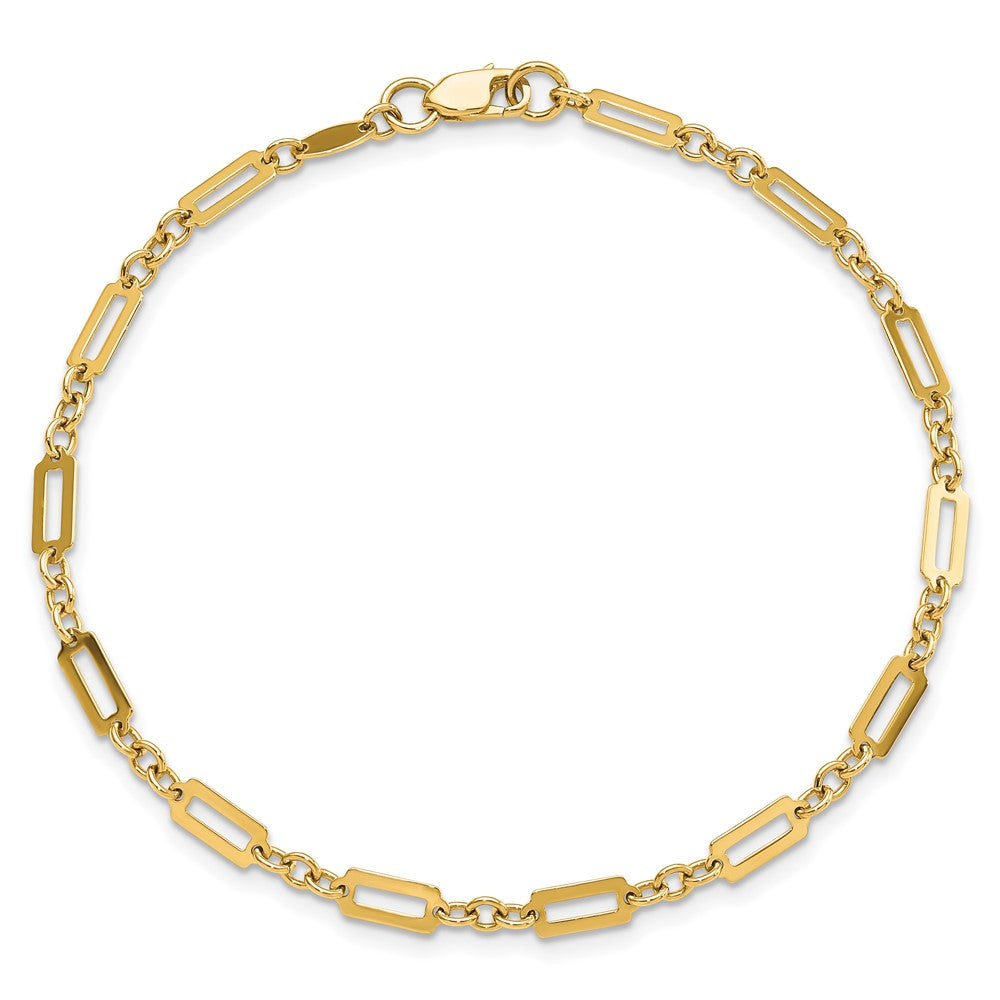 14K Polished Fancy Rectangle Link 7.5 inch Bracelet