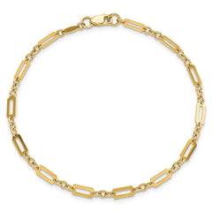 14K Polished Fancy Rectangle Link 7.5 inch Bracelet