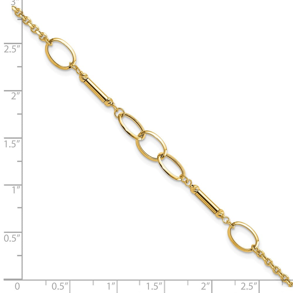 14K Polished Bars and Oval Links 7.5 inch Bracelet