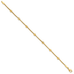 14K Polished and Diamond-cut Beads Bracelet