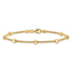 14K Polished and Diamond-cut Beads Bracelet