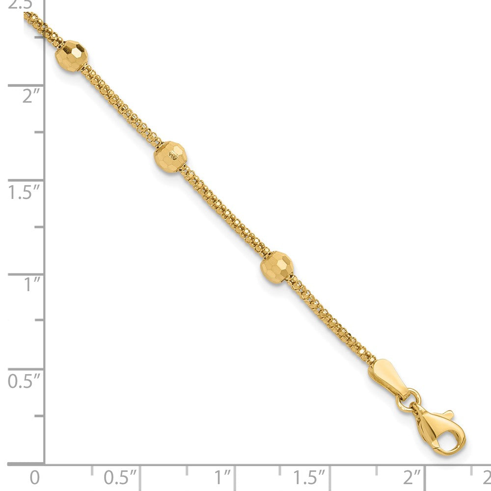 14K Polished and Diamond-cut Beads Bracelet