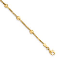 14K Polished and Diamond-cut Beads Bracelet