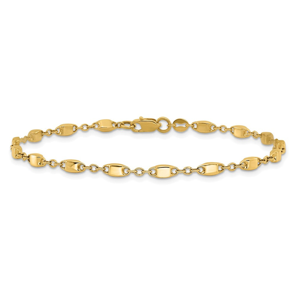 14K Polished Fancy Square Link 7.5 inch Bracelet