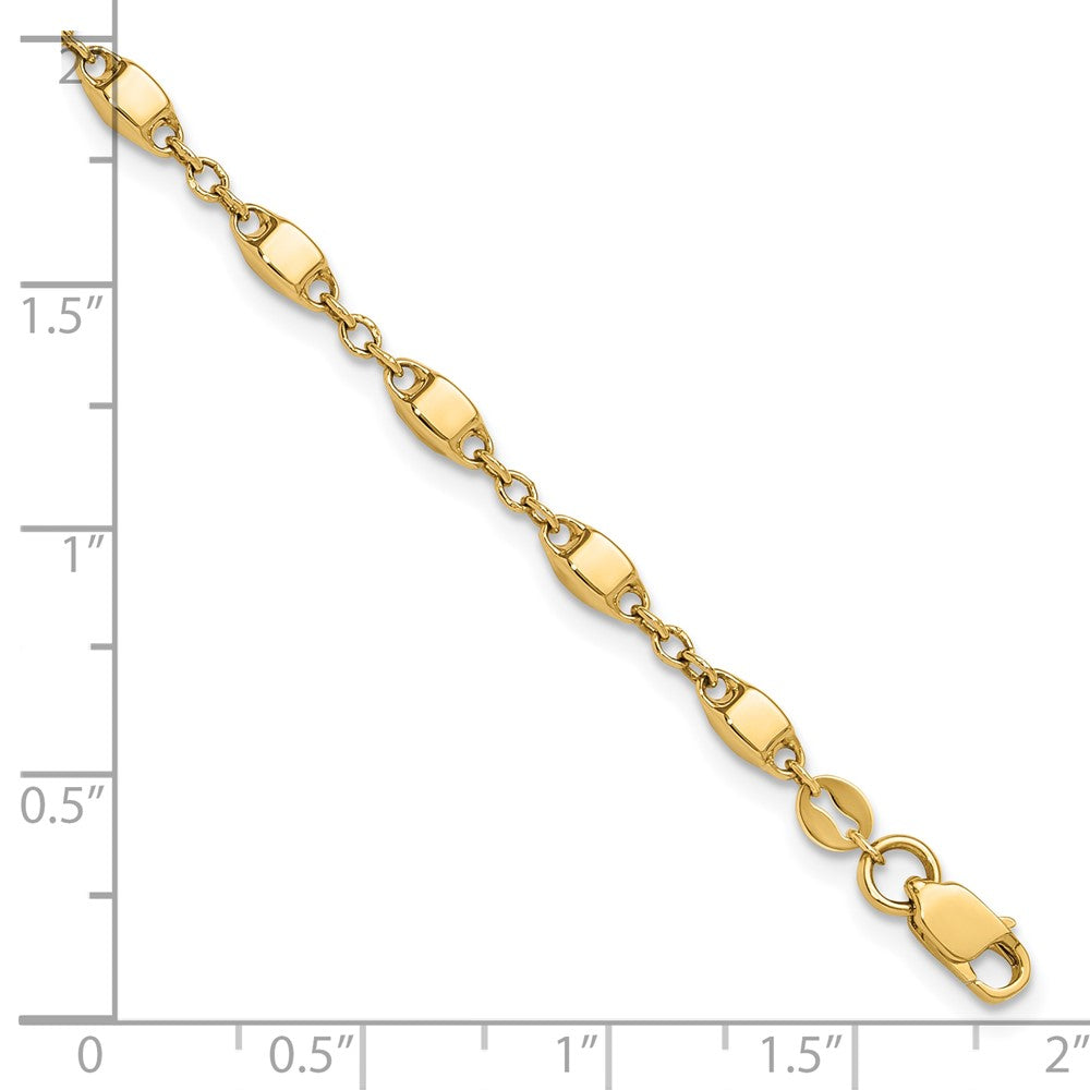 14K Polished Fancy Square Link 7.5 inch Bracelet