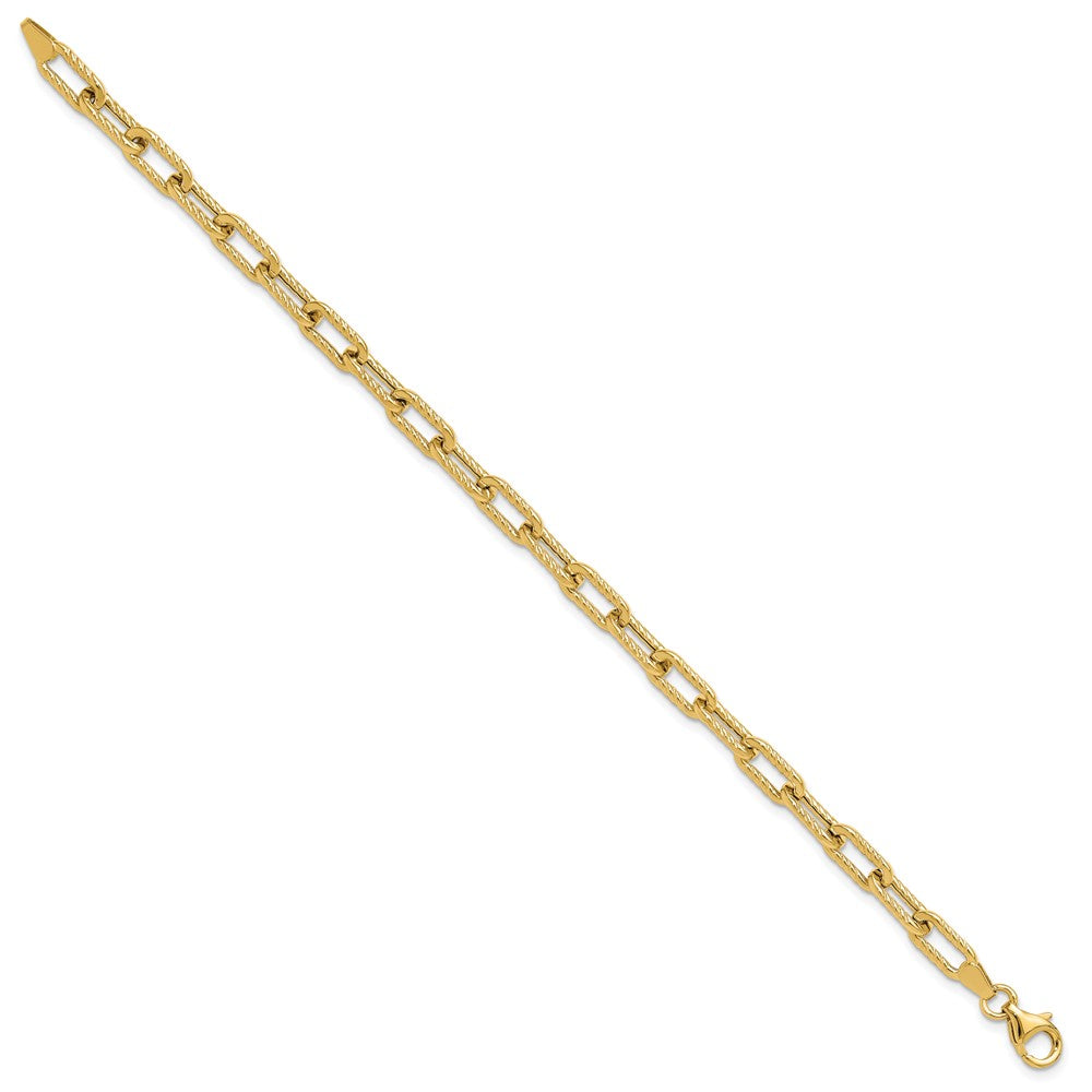 14K Polished and Textured Fancy Link Bracelet