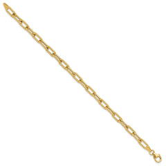 14K Polished and Textured Fancy Link Bracelet