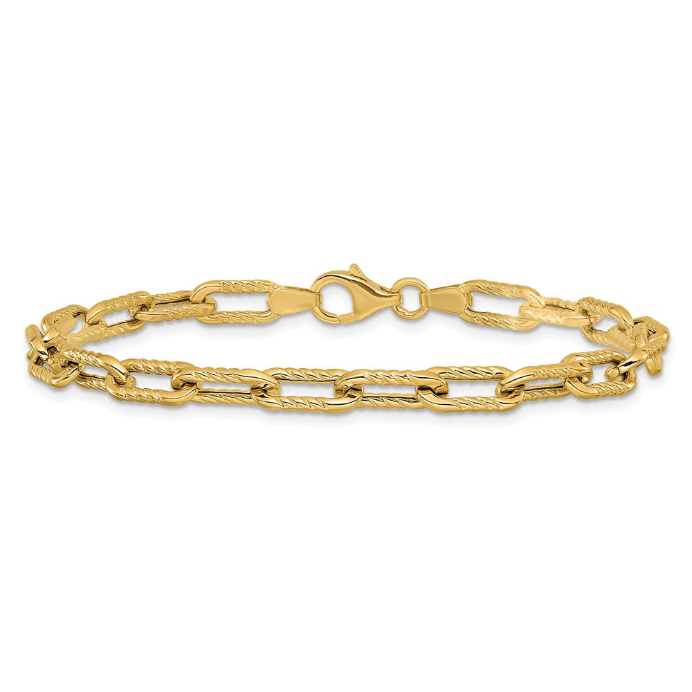 14K Polished and Textured Fancy Link Bracelet