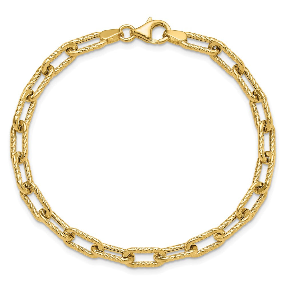 14K Polished and Textured Fancy Link Bracelet