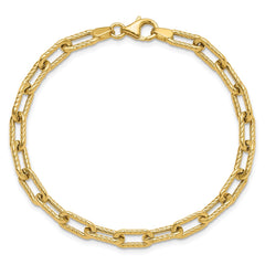 14K Polished and Textured Fancy Link Bracelet