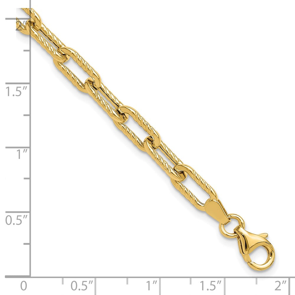 14K Polished and Textured Fancy Link Bracelet