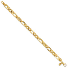 14K Polished and Textured Fancy Link Bracelet