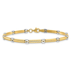 14K Two-tone Polished Fancy Link Bracelet