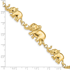 14k Polished Graduated Elephant 7 inch Bracelet