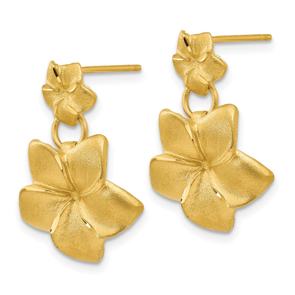 14k Plumeria Dangle Earrings