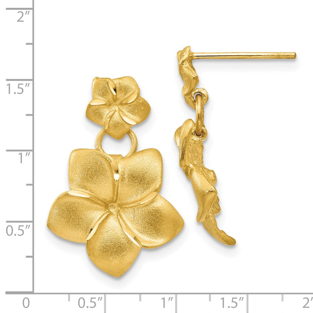 14k Plumeria Dangle Earrings