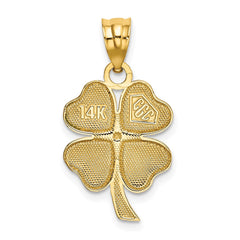 14k Enameled Four Leaf Clover Pendant