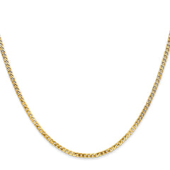 14K 24 inch 2.2mm Flat Beveled Curb with Lobster Clasp Chain