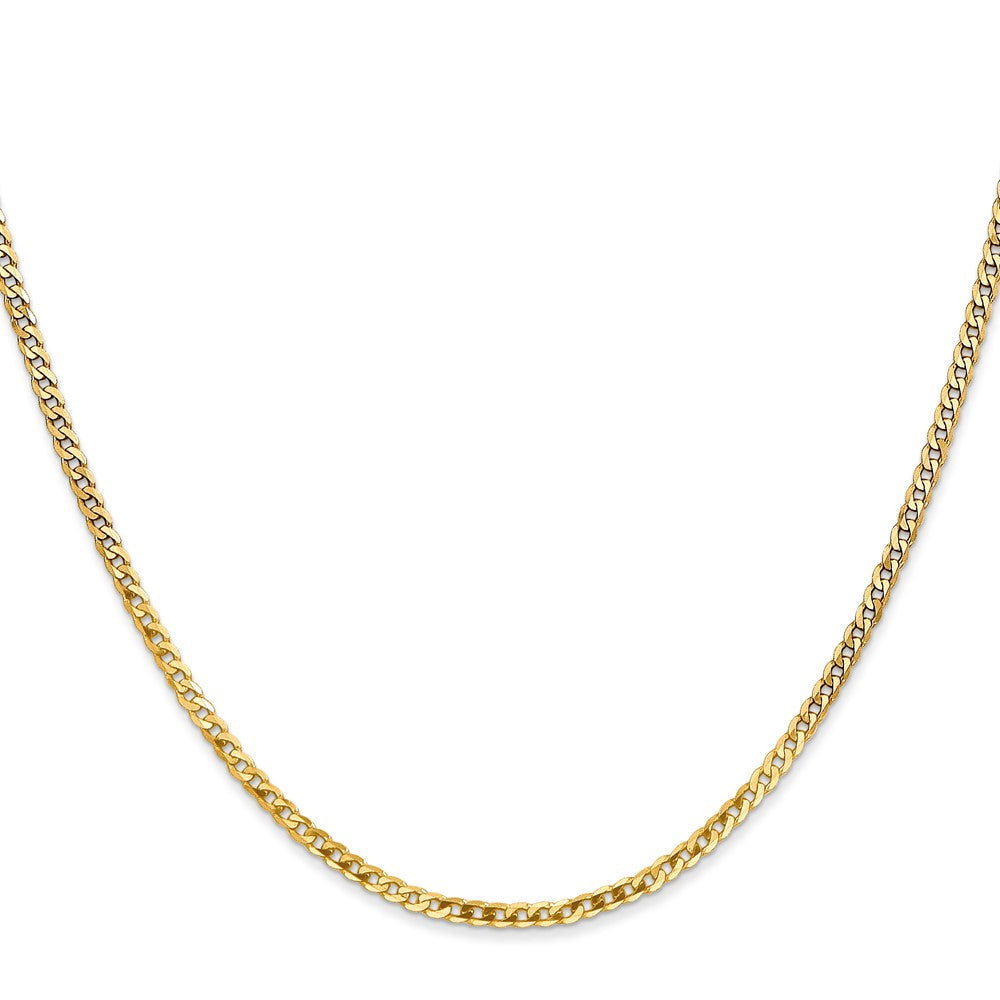 14K 20 inch 2.2mm Flat Beveled Curb with Lobster Clasp Chain