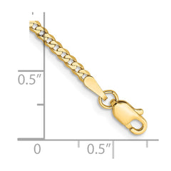14K 8 inch 2.2mm Flat Beveled Curb with Lobster Clasp Bracelet