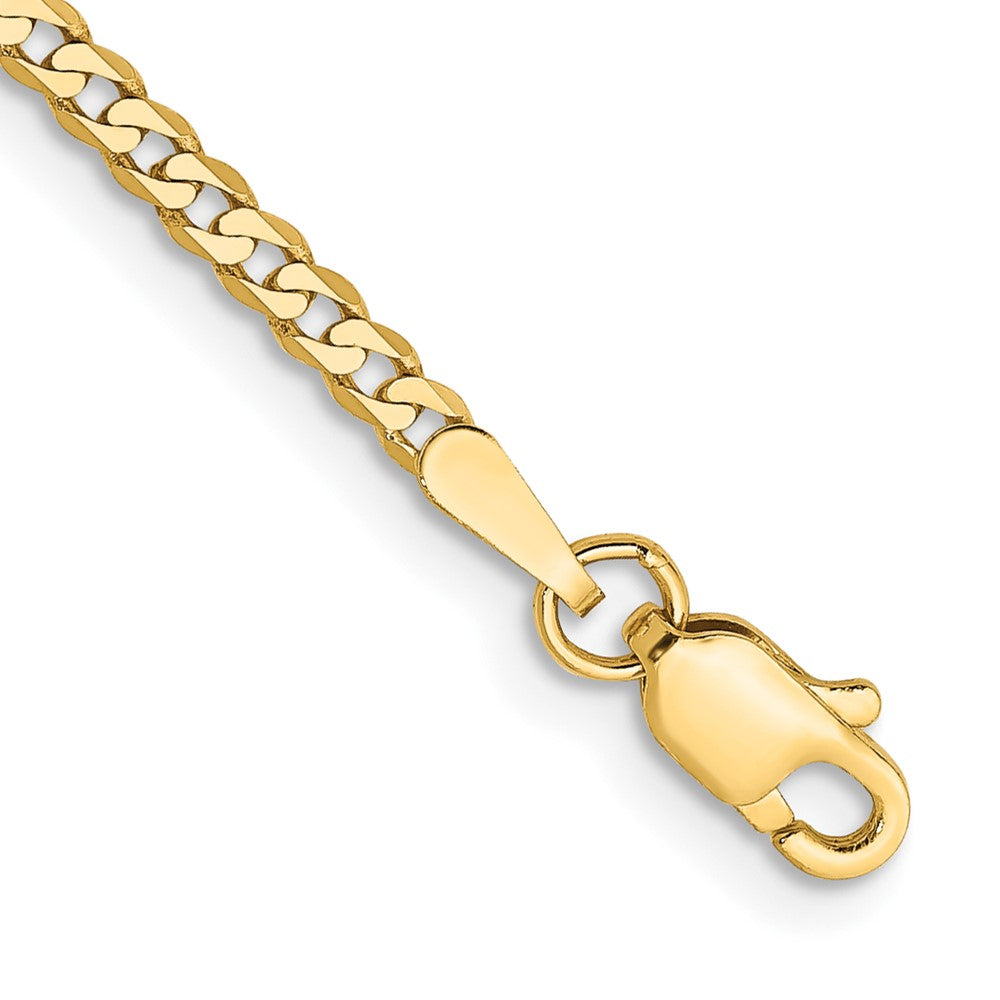 14K 9 inch 2.2mm Flat Beveled Curb with Lobster Clasp Anket