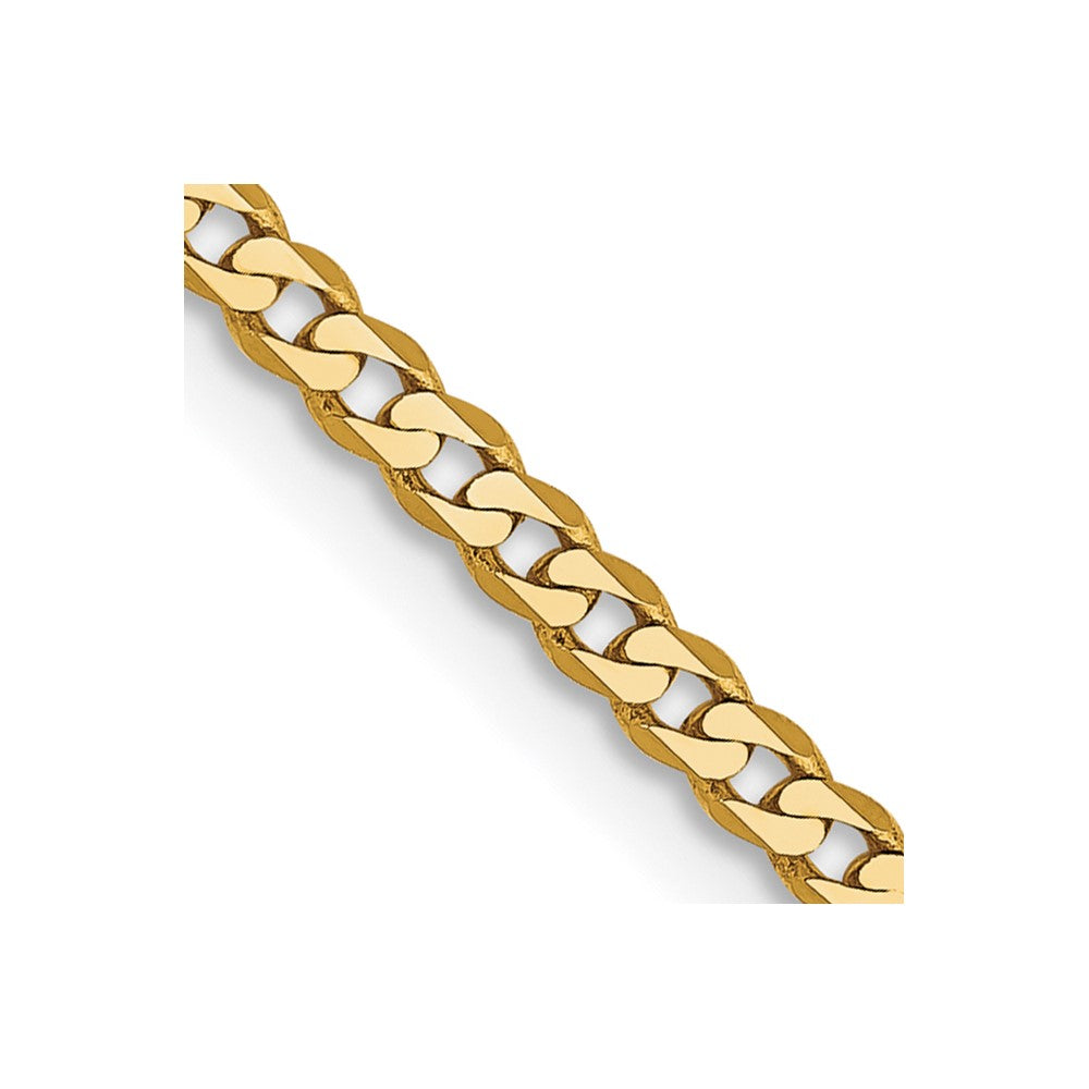 14K 26 inch 2.2mm Flat Beveled Curb with Lobster Clasp Chain