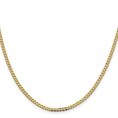 14K 30 inch 2.3mm Flat Beveled Curb with Lobster Clasp Chain