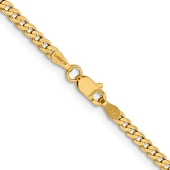 14K 28 inch 2.3mm Flat Beveled Curb with Lobster Clasp Chain