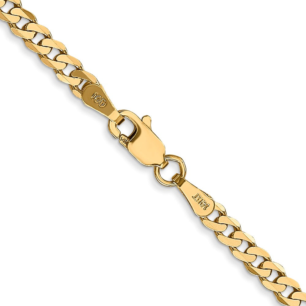 14K 26 inch 2.9mm Flat Beveled Curb with Lobster Clasp Chain