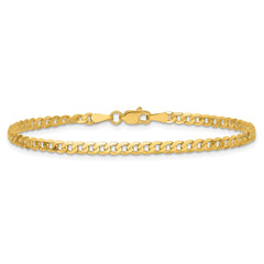 14K 7 inch 2.9mm Flat Beveled Curb with Lobster Clasp Bracelet
