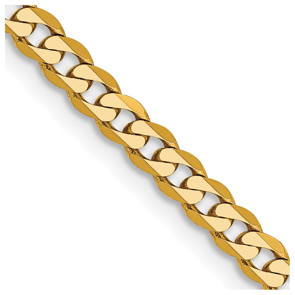 14K 28 inch 2.9mm Flat Beveled Curb with Lobster Clasp Chain