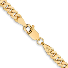 14K 28 inch 3.9mm Flat Beveled Curb with Lobster Clasp Chain