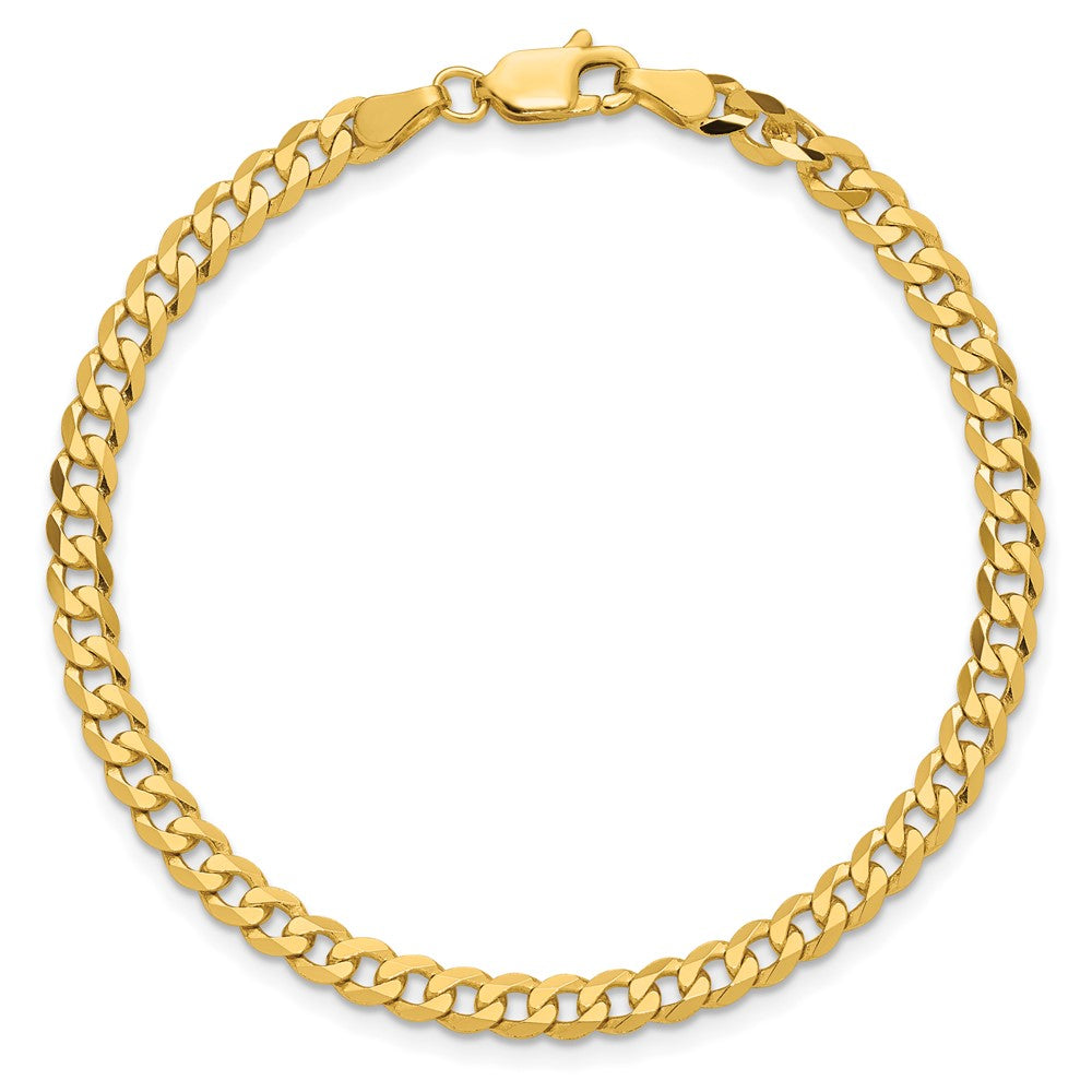14K 9 inch 3.9mm Flat Beveled Curb with Lobster Clasp Chain