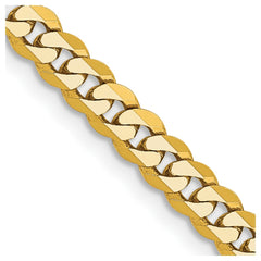 14K 18 inch 3.9mm Flat Beveled Curb with Lobster Clasp Chain