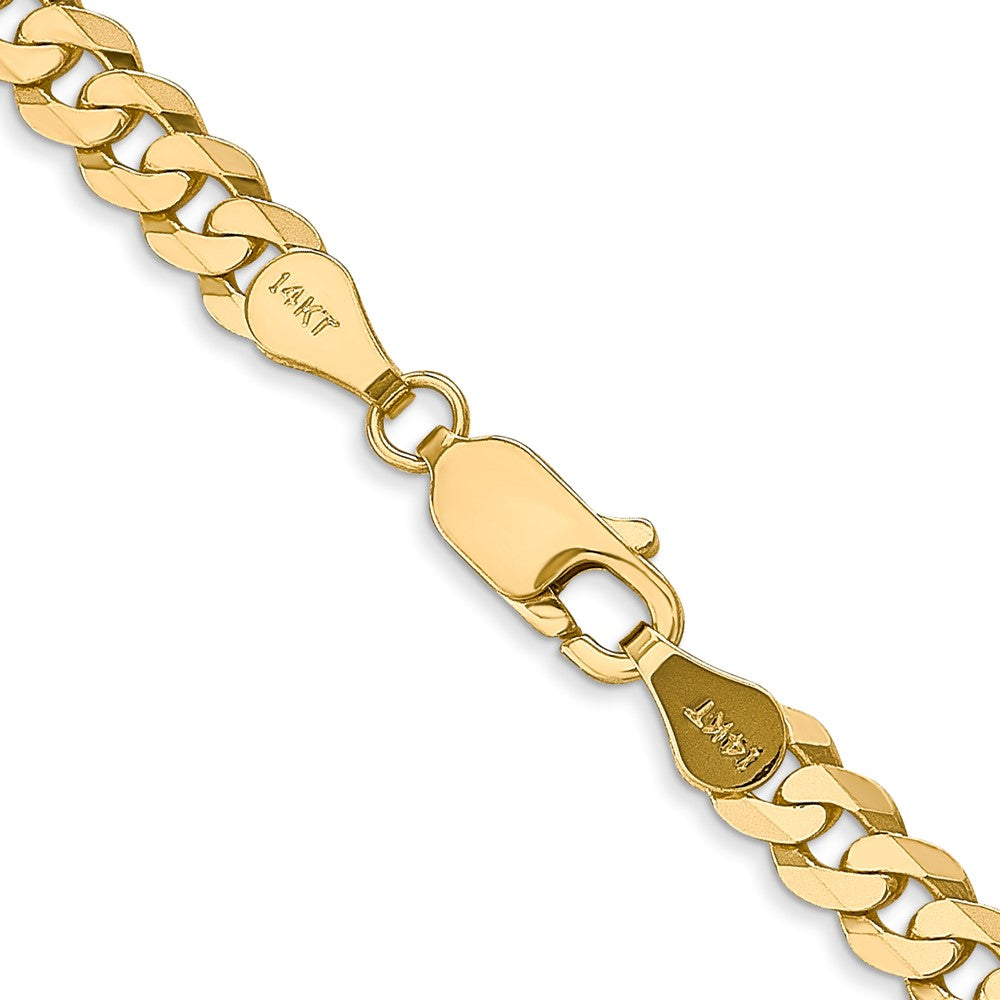 14K 22 inch 4.75mm Flat Beveled Curb with Lobster Clasp Chain