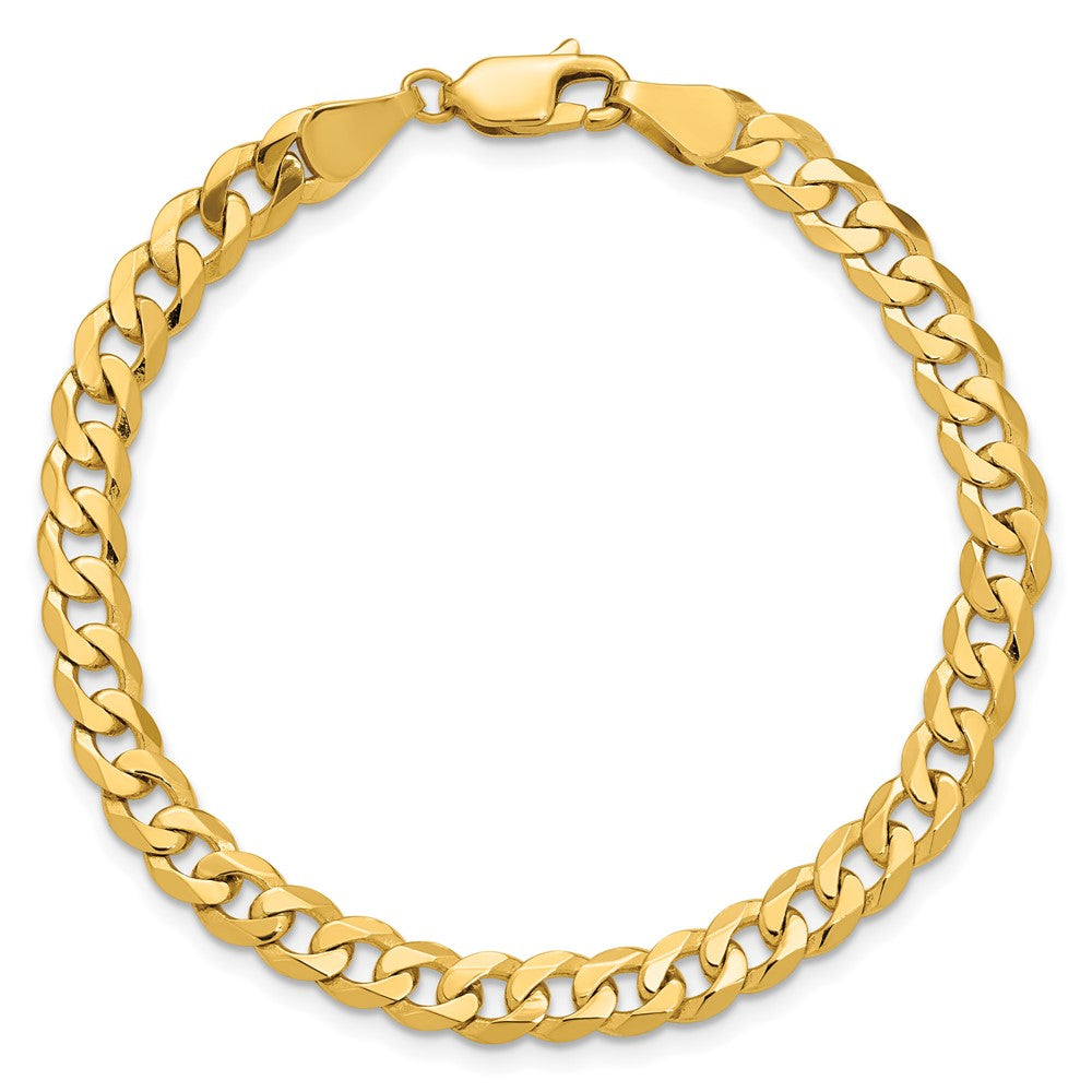 14K 9 inch 5.75mm Flat Beveled Curb with Lobster Clasp Chain